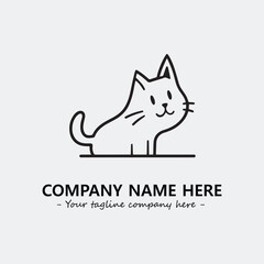 Cat illustration black and white for logo company vector image