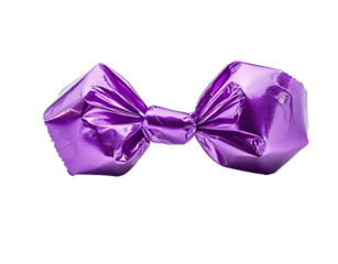 shiny purple candy wrapper isolated on white background