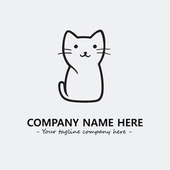 Cat illustration black and white for logo company vector image