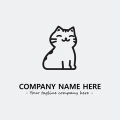 Cat illustration black and white for logo company vector image