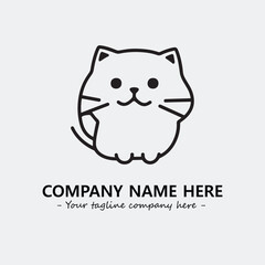 Cat illustration black and white for logo company vector image