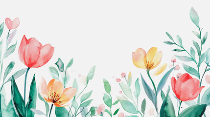 Fototapeta premium Elegant wedding invitation card background vector. Minimal hand painted watercolor botanical flowers texture template background. Design for wedding, vip cover, poster, rsvp moderncard.Valentine's Day