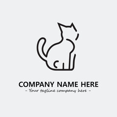 Cat illustration black and white for logo company vector image