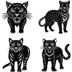 Wild Cat Vector Silhouetted Bundle Set Collection