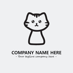 Cat illustration black and white for logo company vector image