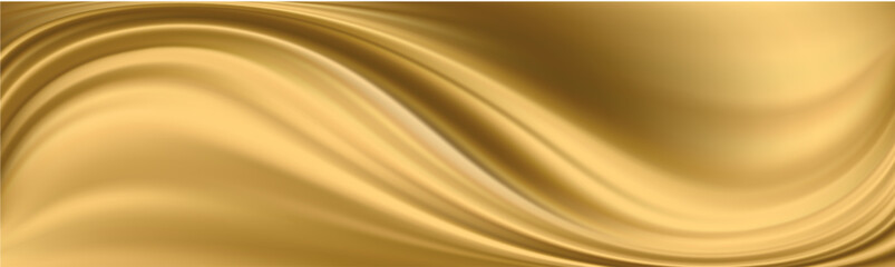 Golden silk background, Gold silk satin fabric background. Vector Illustration