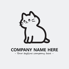 Cat illustration black and white for logo company vector image