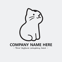 Cat illustration black and white for logo company vector image