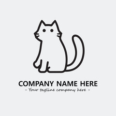 Cat illustration black and white for logo company vector image