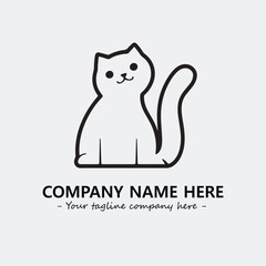 Cat illustration black and white for logo company vector image