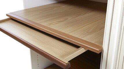 A wooden desk with a keyboard and mouse on it