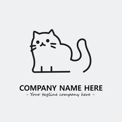 Cat illustration black and white for logo company vector image