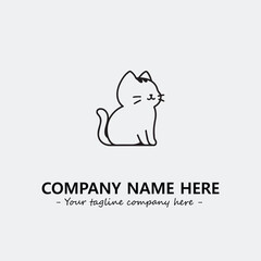Cat illustration black and white for logo company vector image