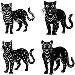 Wild Cat Vector Silhouetted Bundle Set Collection