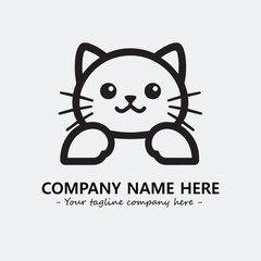 Cat illustration black and white for logo company vector image