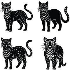 Obraz premium Wild Cat Vector Silhouetted Bundle Set Collection