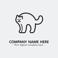 Cat illustration black and white for logo company vector image