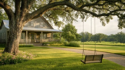Obraz premium porch house with front yard
