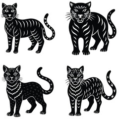 Wild Cat Vector Silhouetted Bundle Set Collection