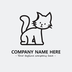Cat illustration black and white for logo company vector image