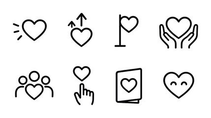 outline vector icons of touchscreen settings: sensitivity, calibration, palm rejection, screen protector, haptic feedback, input type, stylus support, gestures. No text. The icons should be clean.