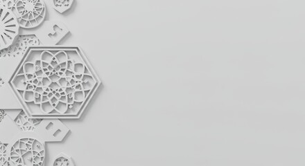 Fototapeta premium Elegant White Islamic Geometric Pattern Design Background for Ramadan or Eid