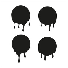 Dripping black circles. Liquid drops of ink. Dripping liquid. Vector illustration isolated