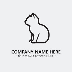 Cat illustration black and white for logo company vector image