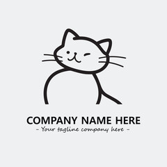 Cat illustration black and white for logo company vector image
