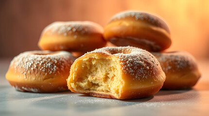 Cinnamon-Coated Malasadas in Caf&eacute; Interior

