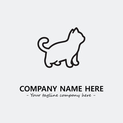 Cat illustration black and white for logo company vector image