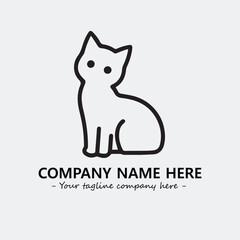 Cat illustration black and white for logo company vector image