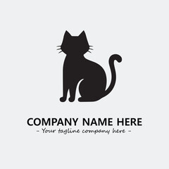 Cat illustration black and white for logo company vector image