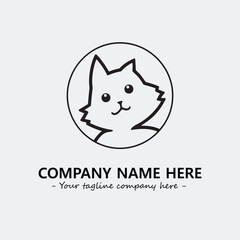Cat illustration black and white for logo company vector image