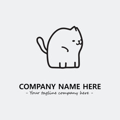 Cat illustration black and white for logo company vector image