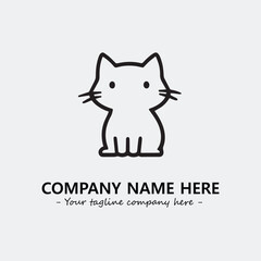 Cat illustration black and white for logo company vector image