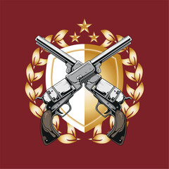 Fototapeta premium Revolvers of the American Wild West. Vector