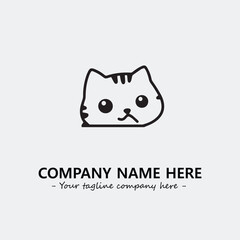 Cat illustration black and white for logo company vector image