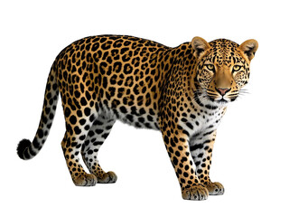 Obraz premium Leopard with Majestic Spots, Isolated Transparent Background