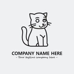 Cat illustration black and white for logo company vector image