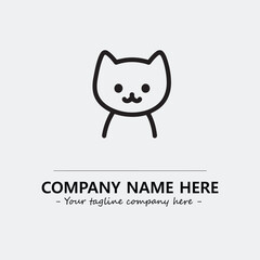 Cat illustration black and white for logo company vector image