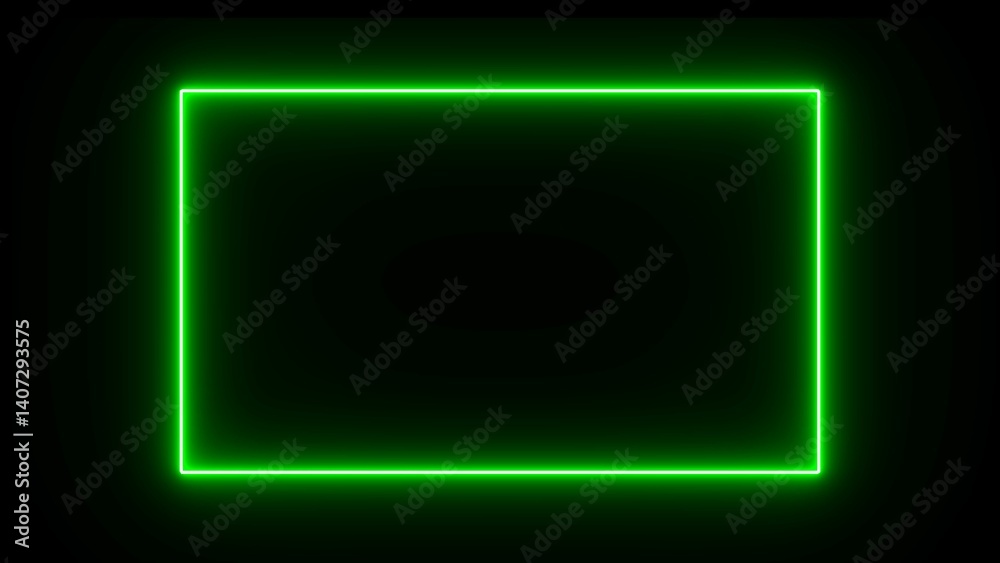 Canvas Prints light glowing neon green color picture frame rectangle image icon. abstract glowing neon rectangle f