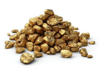 Obraz premium Pile of gold nuggets on a transparent background