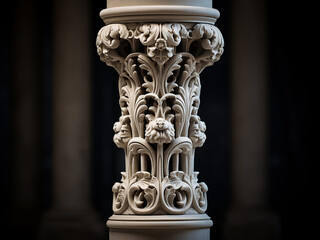 Classical marble column with fluted carving and an ornate capital projecting strength