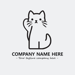 Cat illustration black and white for logo company vector image