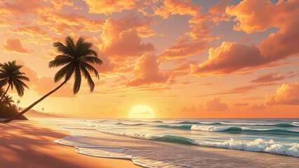 sunset over the beach