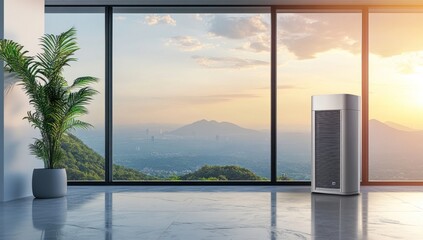 Fototapeta premium Modern Air Purifier with Mountain View