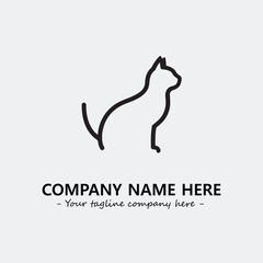 Cat illustration black and white for logo company vector image