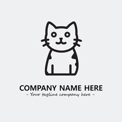 Cat illustration black and white for logo company vector image