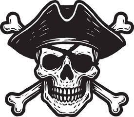 Pirate skull crossed bones vector illustration